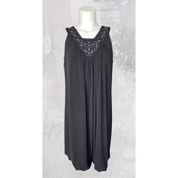 ALYX Black Casual Dress Halter Top Sleeveless Ruched Hem Rhinestones Sz M‎ - Picture 1 of 7